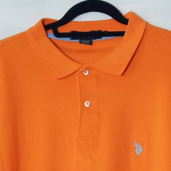 US Polo Assn Mens XXL 2X 100% Cotton Bright Orange Polo Short Sleeve Shirt Pony - Picture 5 of 15